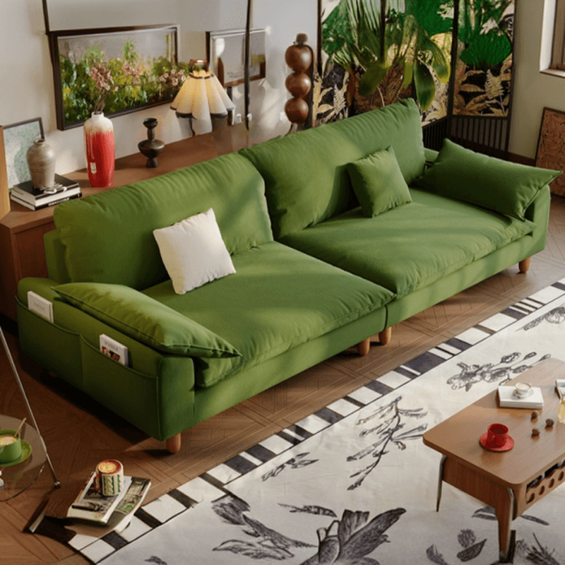 Gray/Sage/Amber Color Standard Sofa with Armrest and 4 Pillows for Drawing Room - image 11