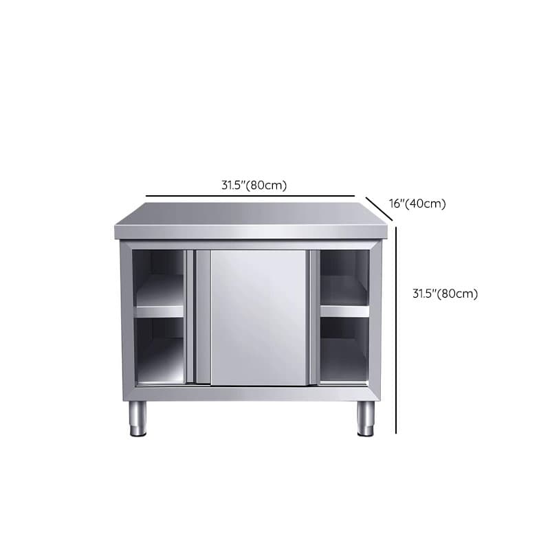 Silver Scullery Sink Cabinet with Reflecting Stainless Alloy Countertop, Self-supporting and Culinary Equipment Storage - image 20