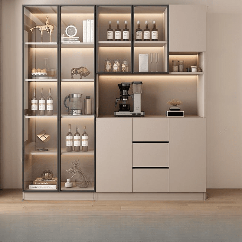 Wide/Standard/Narrow Modern Timber 3 Drawers 2 Shelves/3 Shelves/1 Shelf Glass Doors Pantry Hutch Sideboard - image 7
