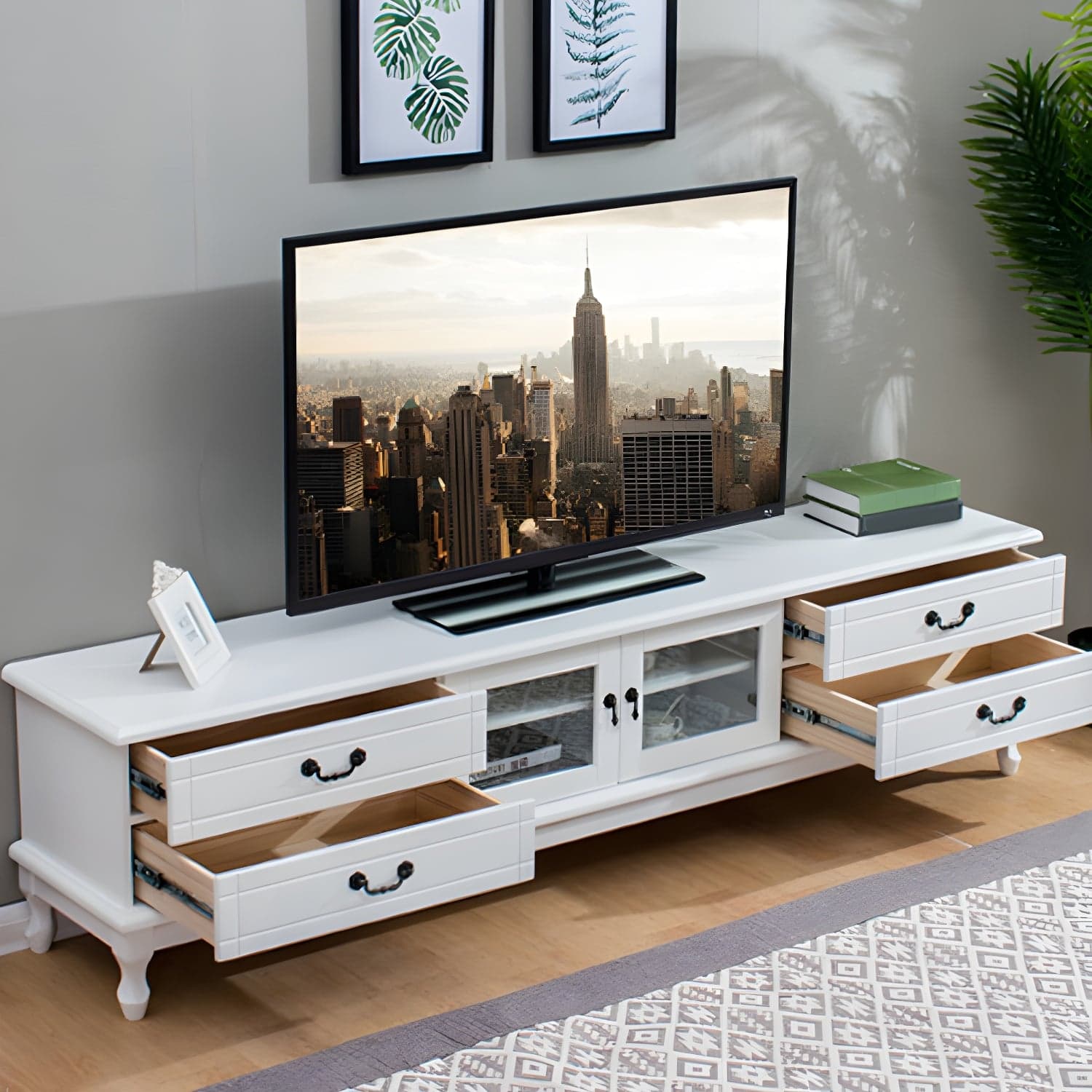 Traditional Solid Wood TV Stand 4-Drawer 19.7" H TV Console with Cabinet - image 5