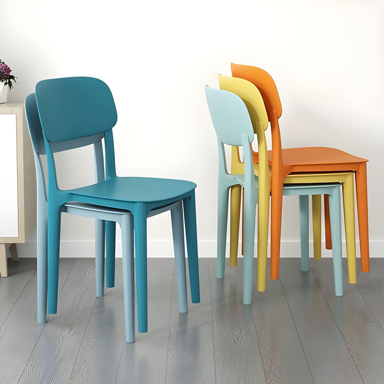 Scandinavian Style Stackable Kitchen&Dining Chair, Plastic and Non-Upholstered - image 12
