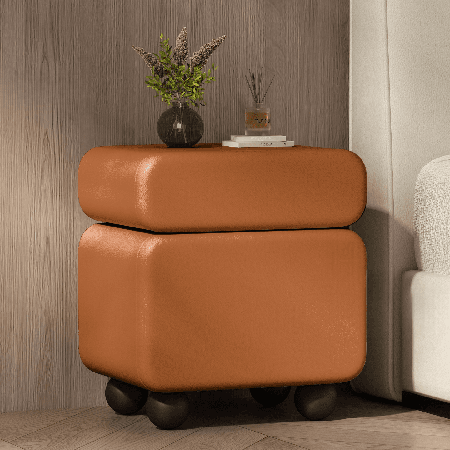 Modish Nightstand With Drawer Organization Featuring 1 Drawer, 1 Cabinet, Right Orientation, and Lumber Countertop - image 7