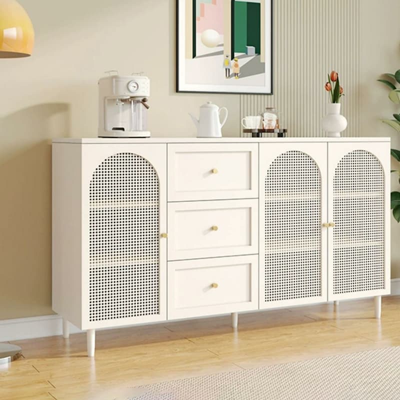 White Modern Sideboard Credenza with Cabinets and Reserve Installation Holes, Full Assembly Required - image 6