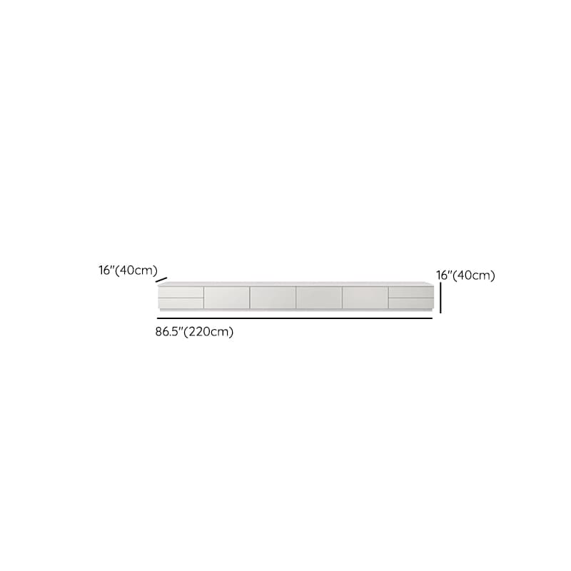 Modern Stone TV Stand with Drawers - Cabinet and Enclosed Storage - White - image 11