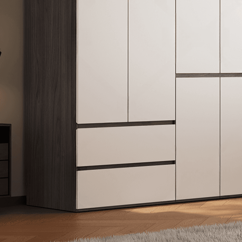 White Minimalist Manufactured Wood Independent Wardrobe Closet with Soft Close Drawer, Soft Close Door, and Interior Shelves - image 4