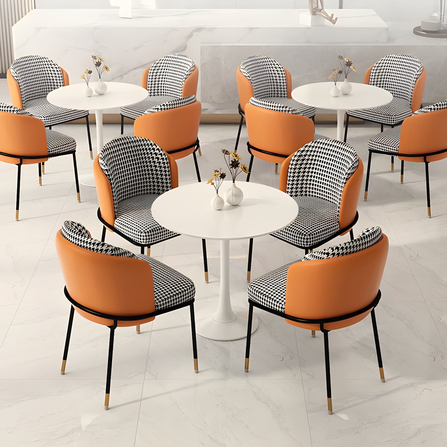 Upholstered Side Chair Modern Style Open Back Armless Chair for Dining Room - image 9