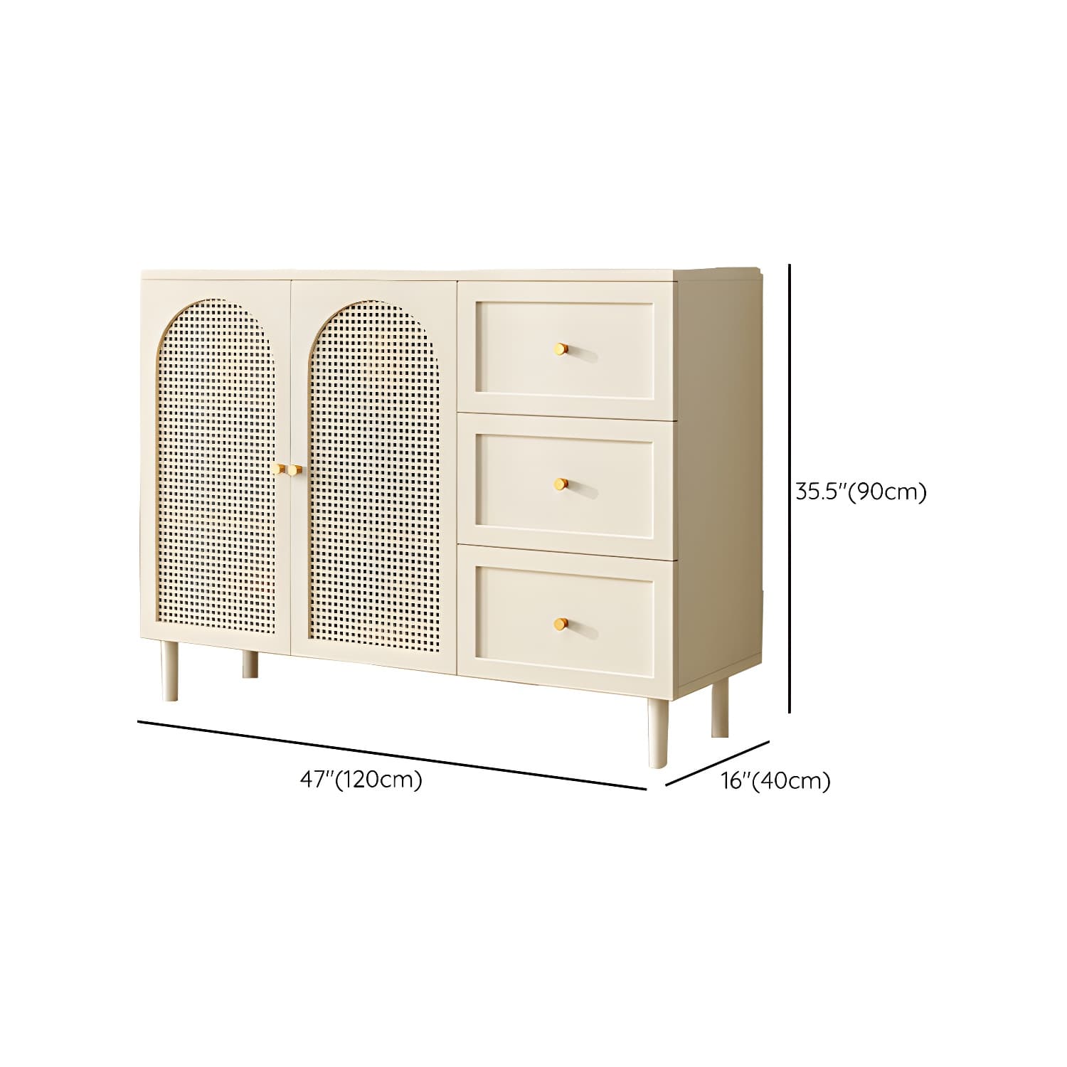 Modern White Engineered Wood Shelves Included Sideboard with Cabinets and Doors - image 12