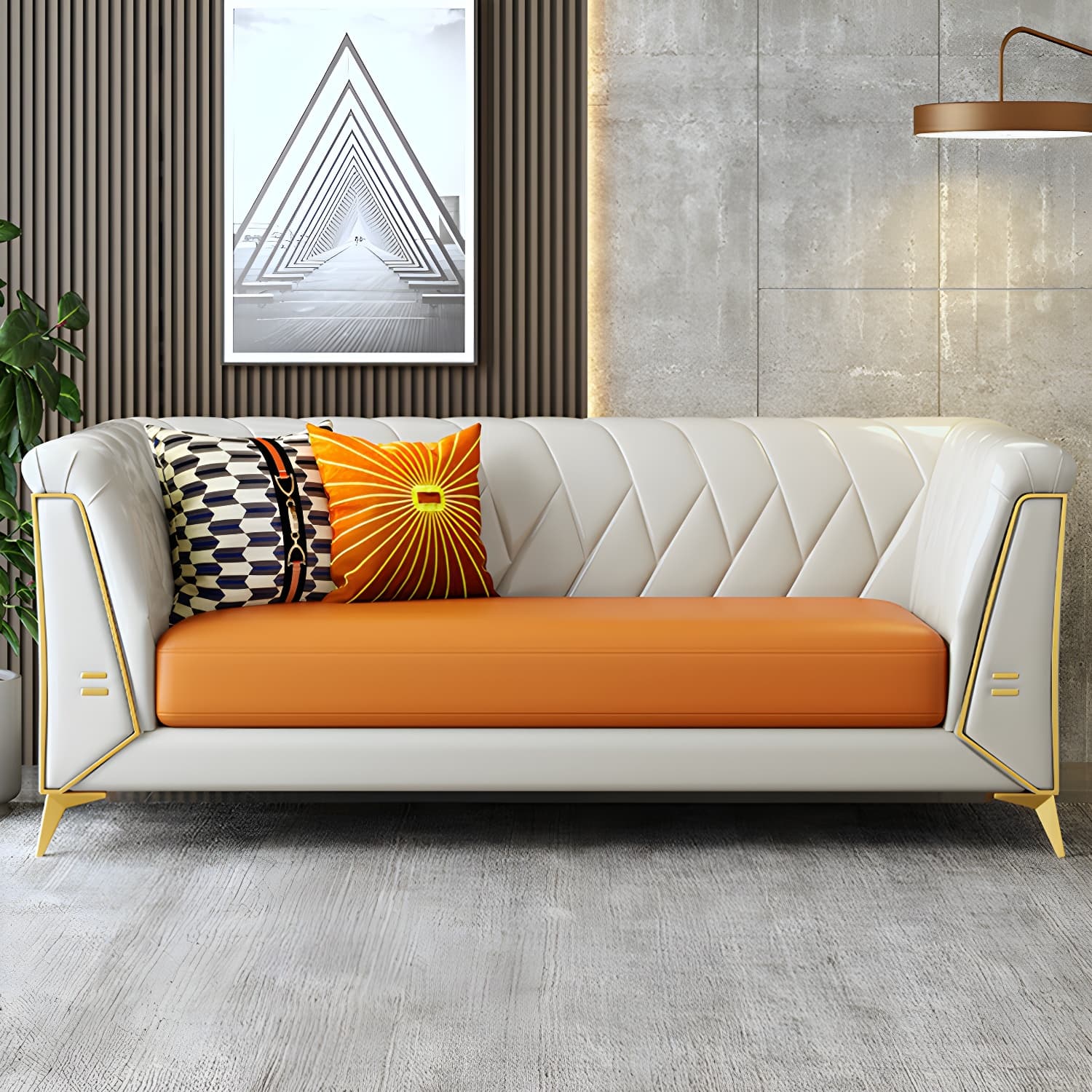 Glam Faux Leather Standard Sofa with Tuxedo Arms in Solid Color - image 12
