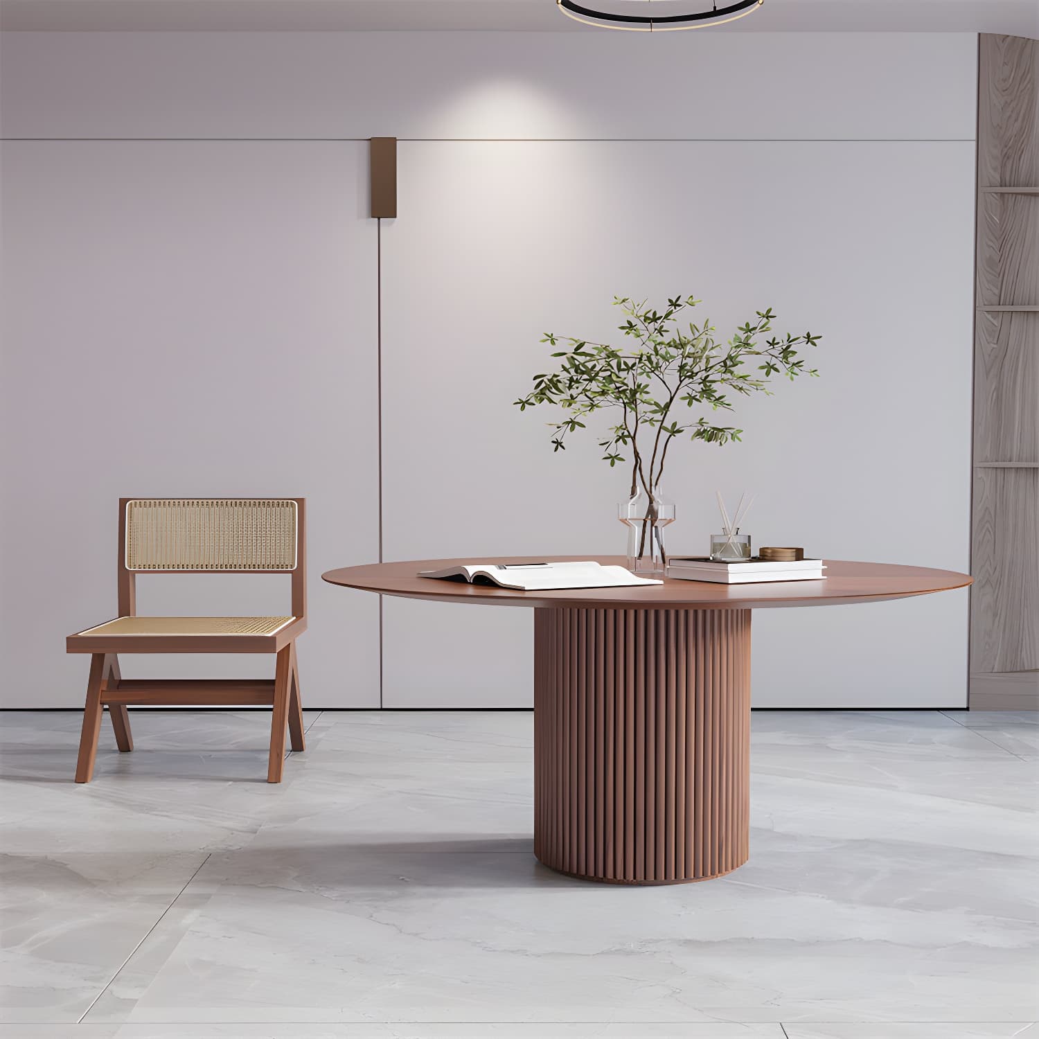 Round Solid Wood Dining Room Table Modern Dining Table with Pedestal Base - image 3
