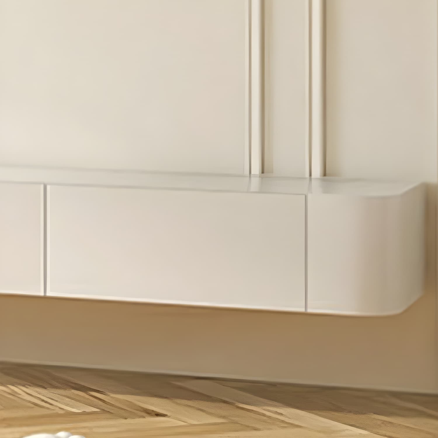 Scandinavian Solid Wood Frame Wall-mounted TV Media Stand with Drawers and Door - image 8
