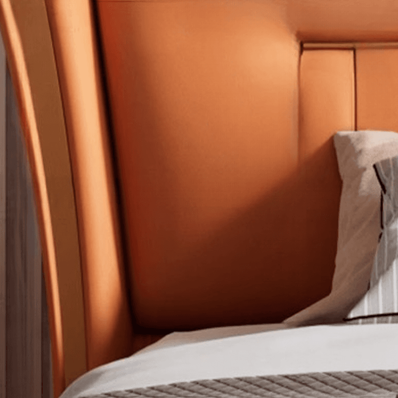 Trendy Wingback Headboard in Natural Wood with No Distressing, Camelback Shape for Queen/Full Bed, Featuring Sponge Upholstery and Standard Height - image 9