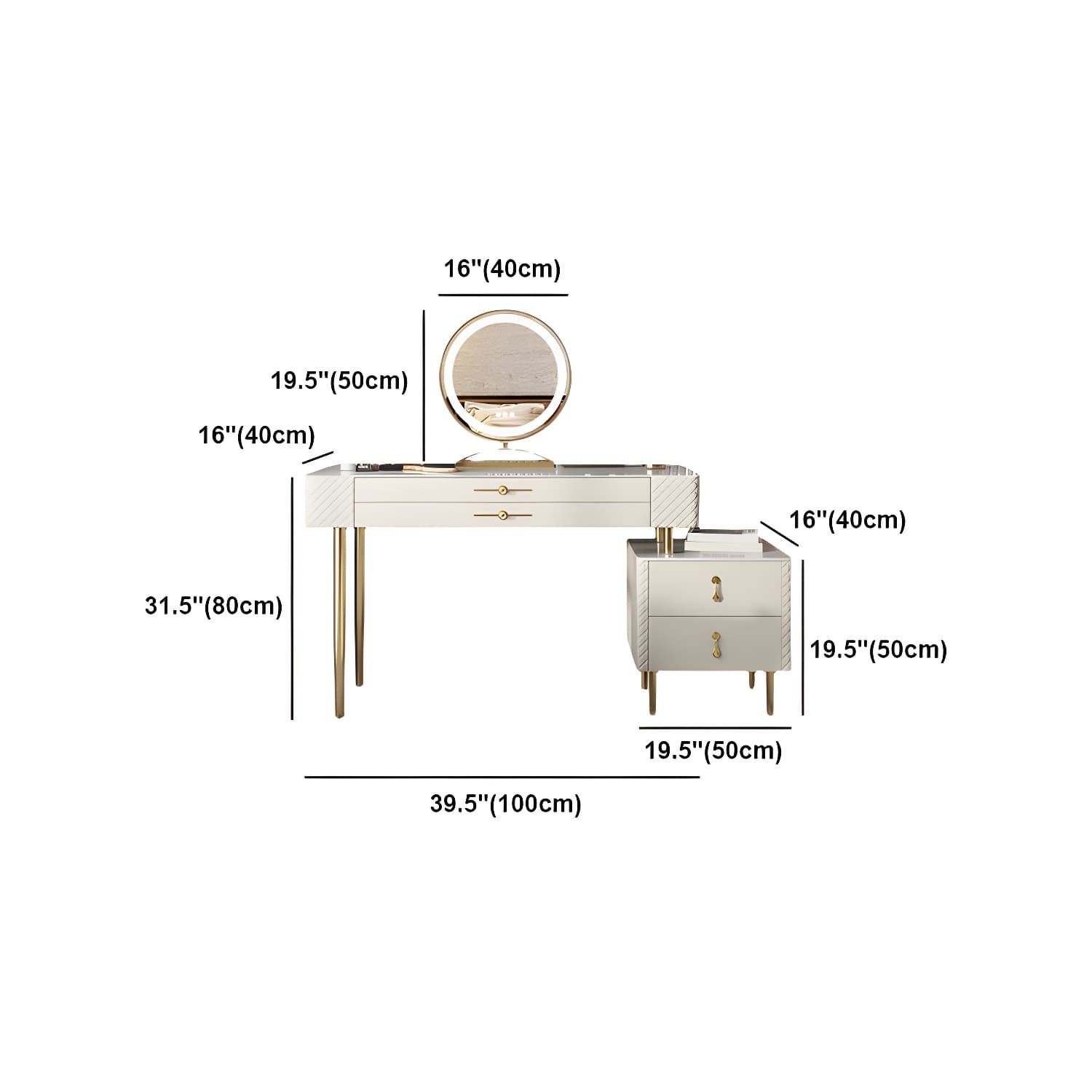 Glam Style Solid Wood Dresser with 4 Drawers Off-white Metal Base - image 14