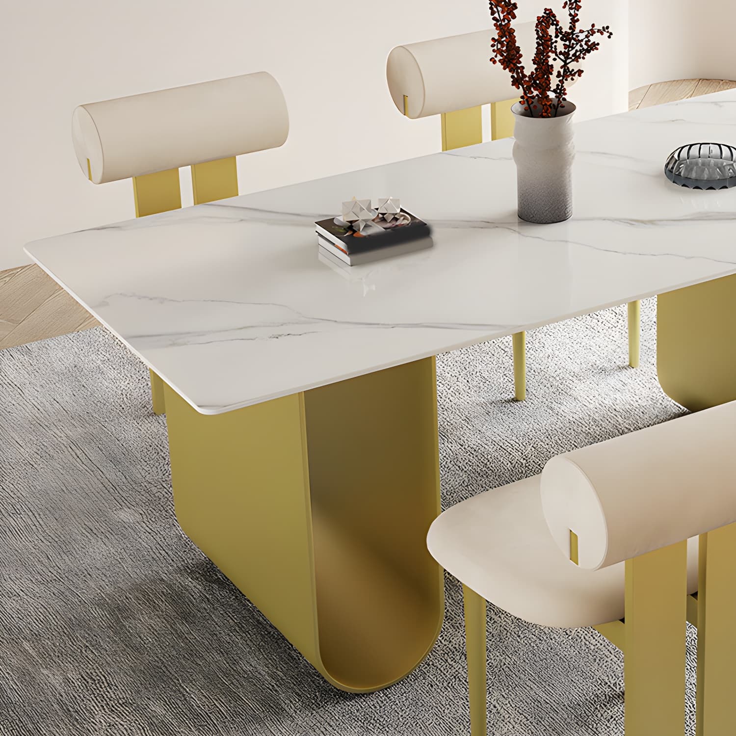 Nordic Rectangle Stone Dining Table 1/5 Pieces Dining Set for Dining Room - image 8