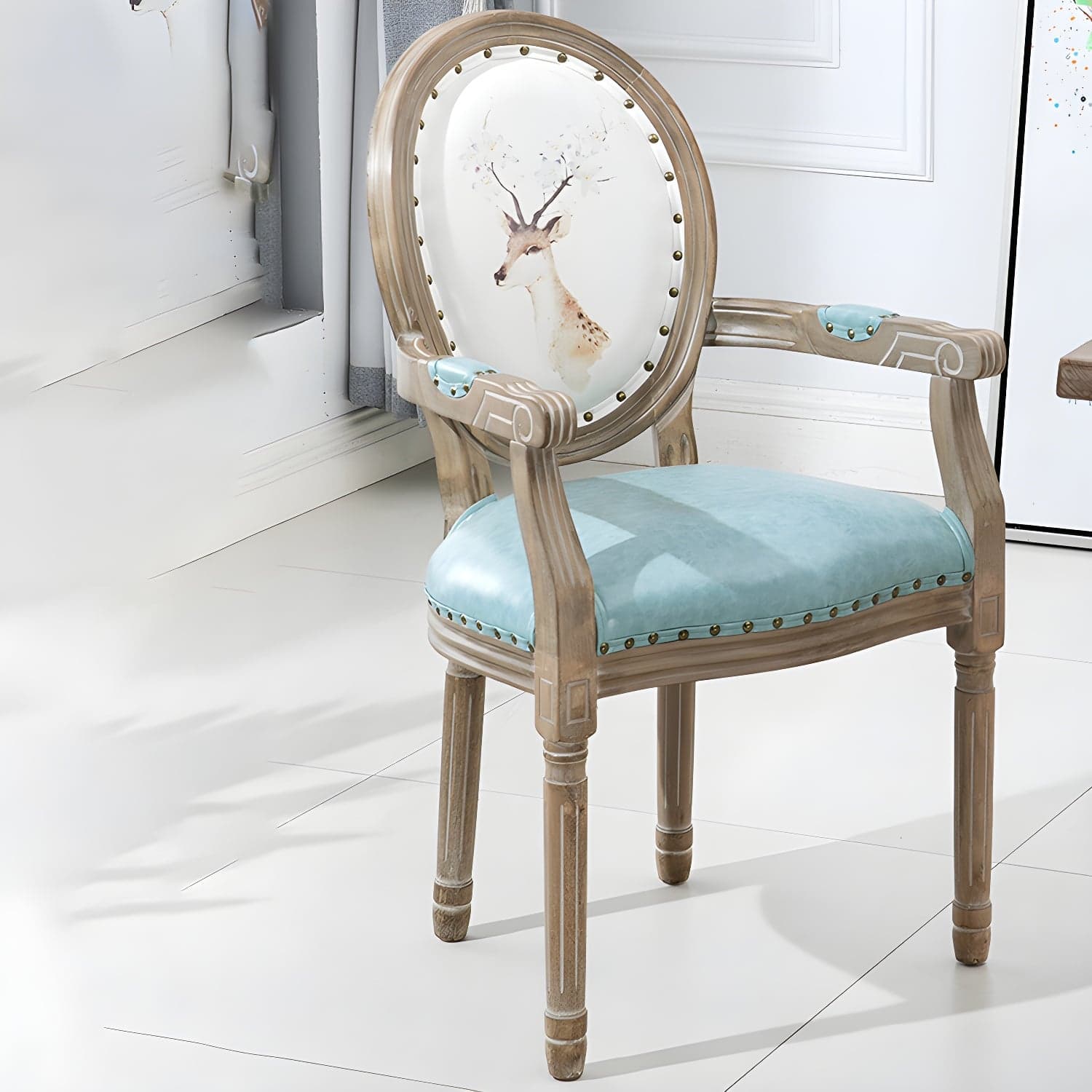 French Country Upholstered Armless Chair Home Solid Wood Dining Chair - image 6