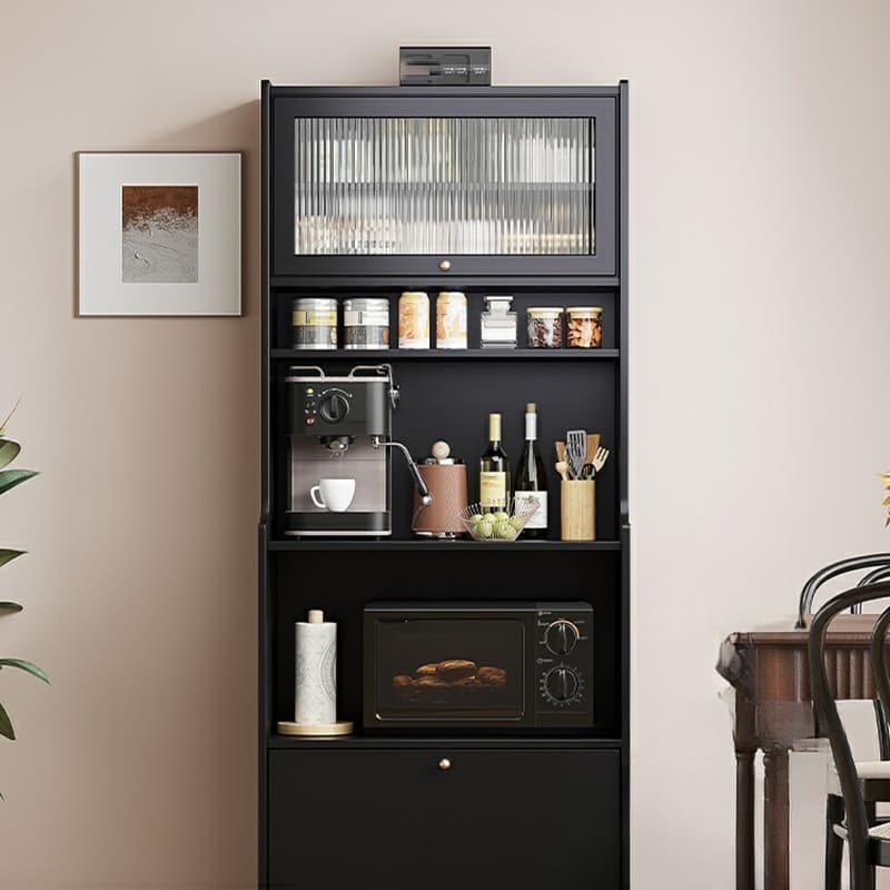 Living Room Use Simplistic Rectangle Black Wood Free Standing Utility Storage Cabinet with Knob Handle - image 5