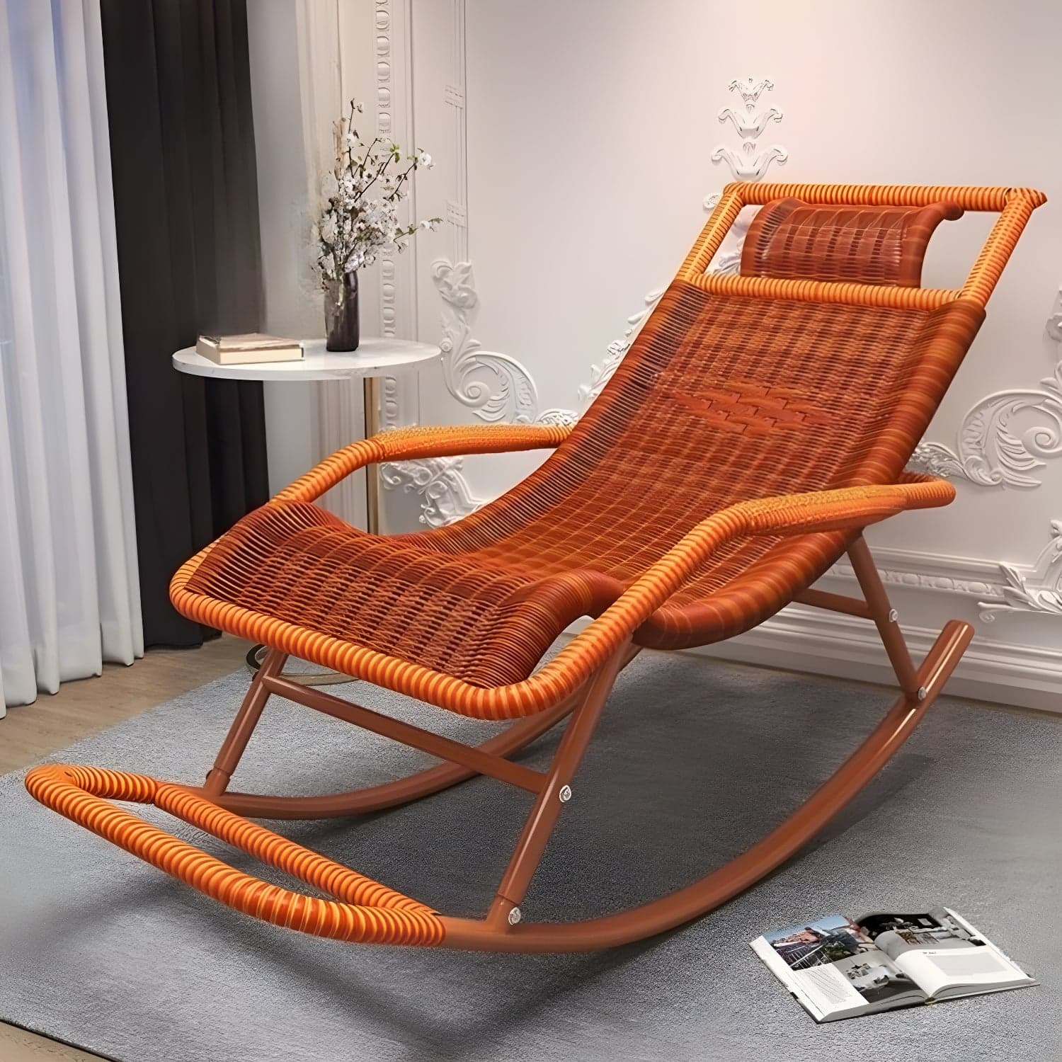Traditional Black Metal Frame Rocking Chair with Spindle Back and High Weight Capacity - image 10