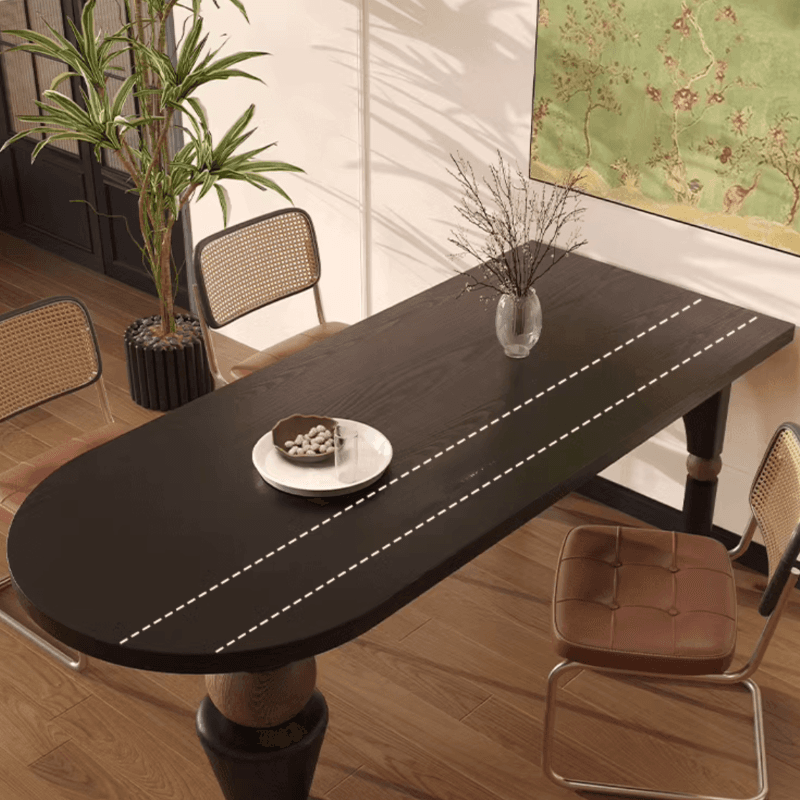 Curved Line Wood Slab Dining Table Set with Three Legs - image 5