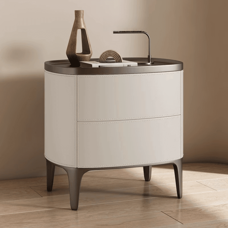 Contemporary 2 Tiers Drawer Storage Bedside Table with Real Wood Countertop - image 8