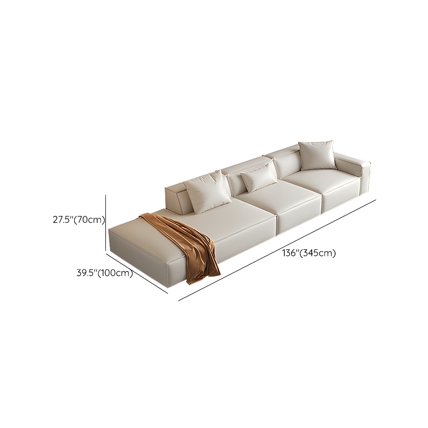 Modern Beige Square Arm Stationary Sectional Sofa in Pine Wood Frame - image 18