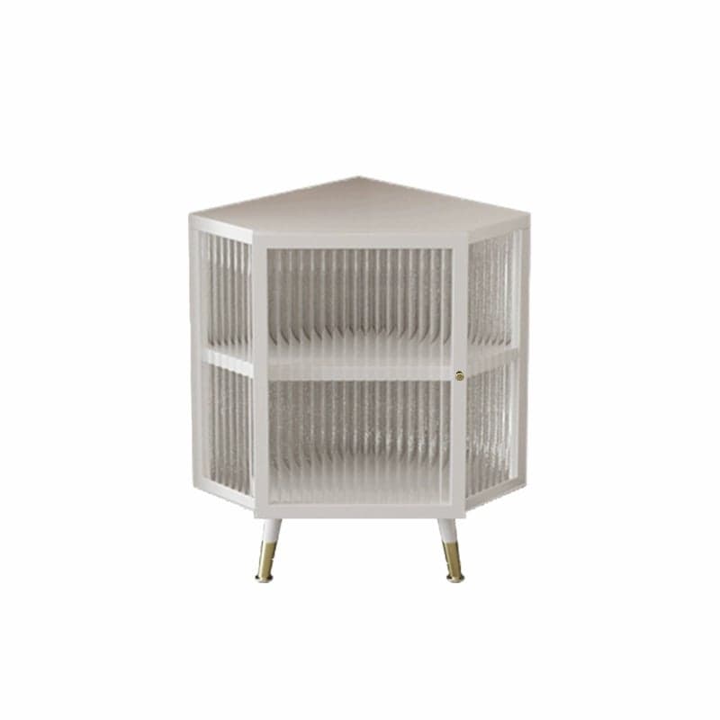 Gold Corner Accent Cabinet with Glass Doors and Metal Shelving - image 3
