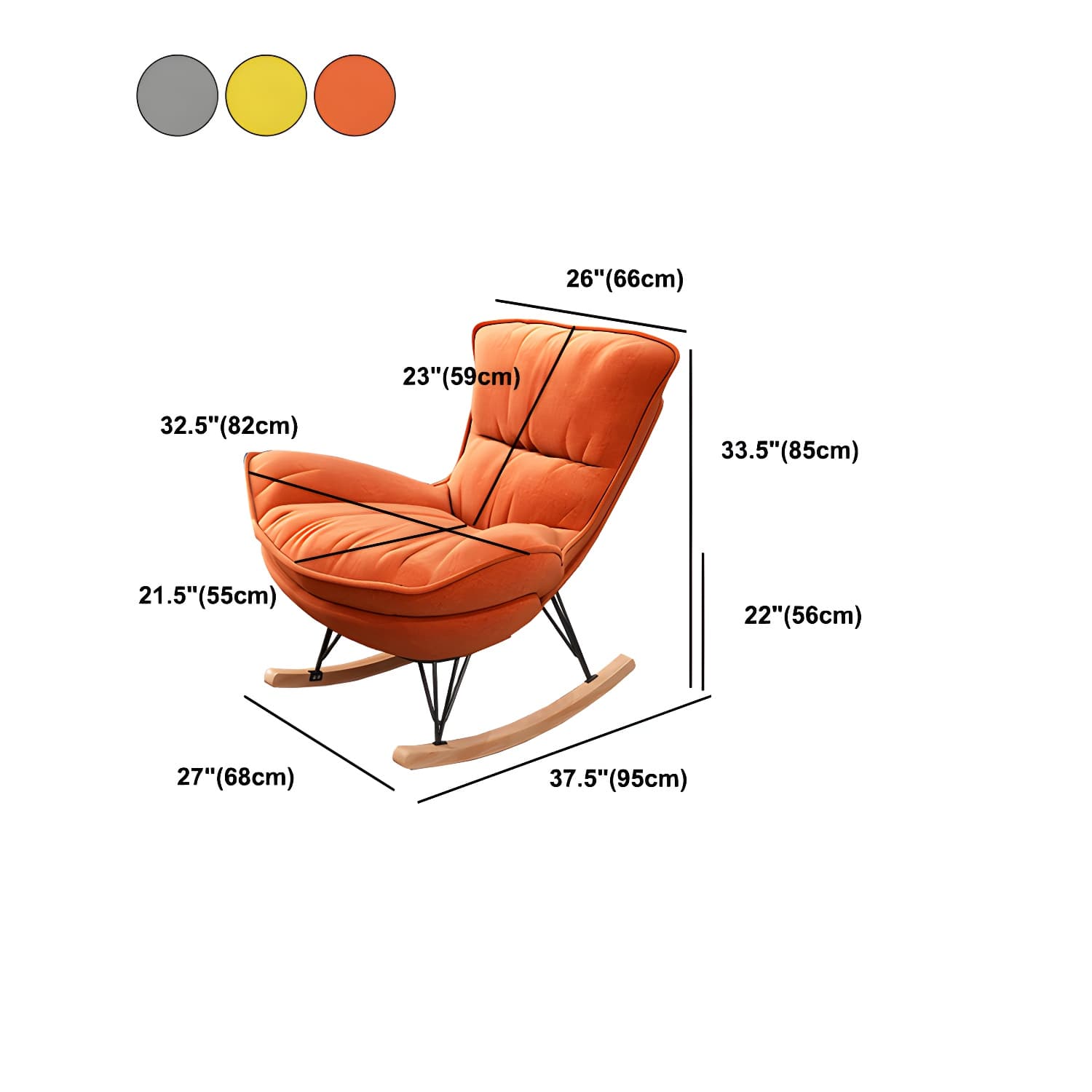 Contemporary Rocking Chair Solid Wood Rocker Chair with Seat Cushion - image 21