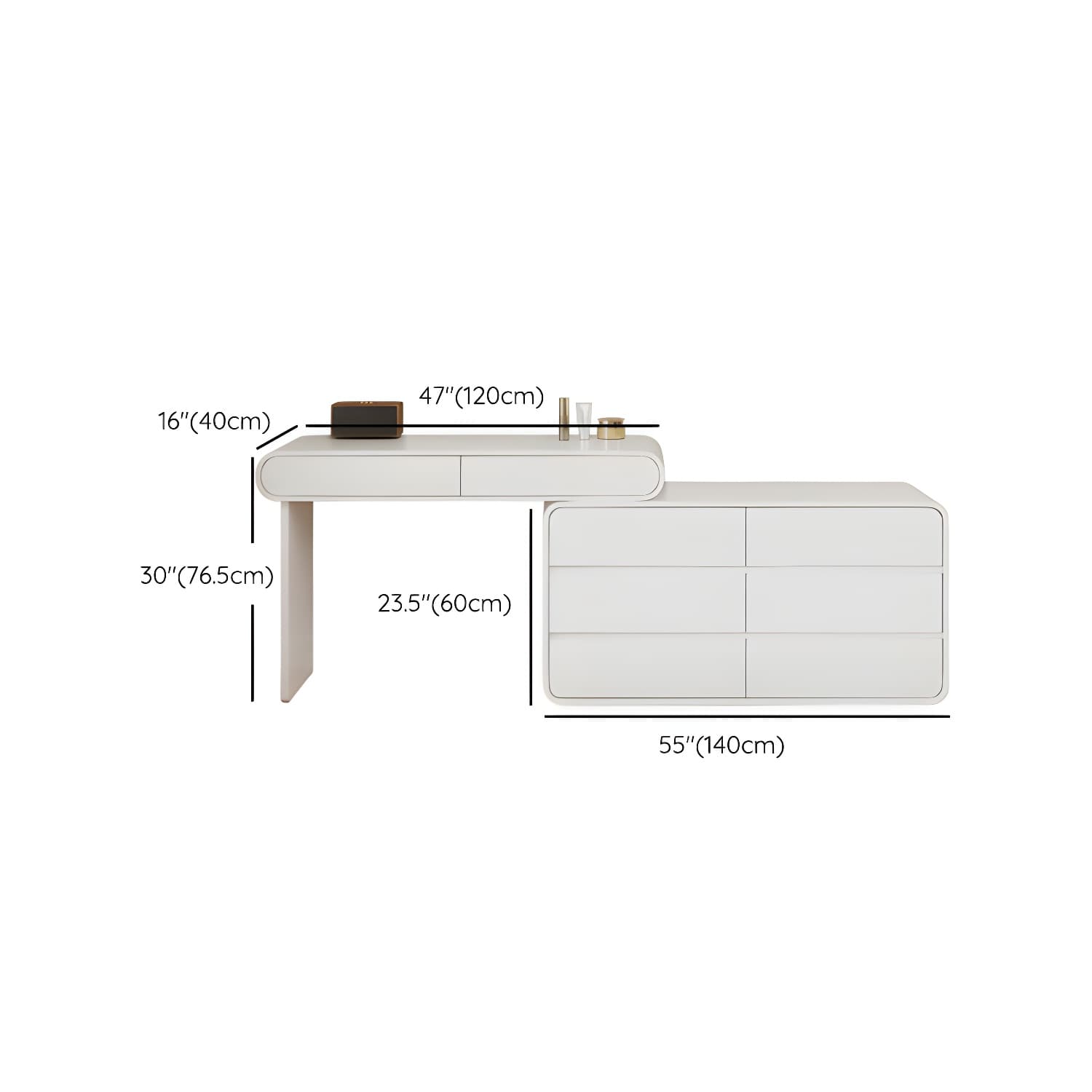 Modern White Wooden Makeup Vanity With Soft Close Drawers & Easy Assembly, Standard Width - image 27