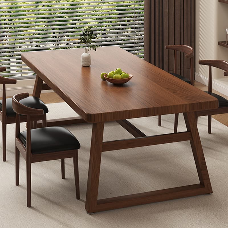 Rectangle Manufactured Wood Dining Table Set for 6/4 People with Padded Chairs, Back Support, and Brown Top
