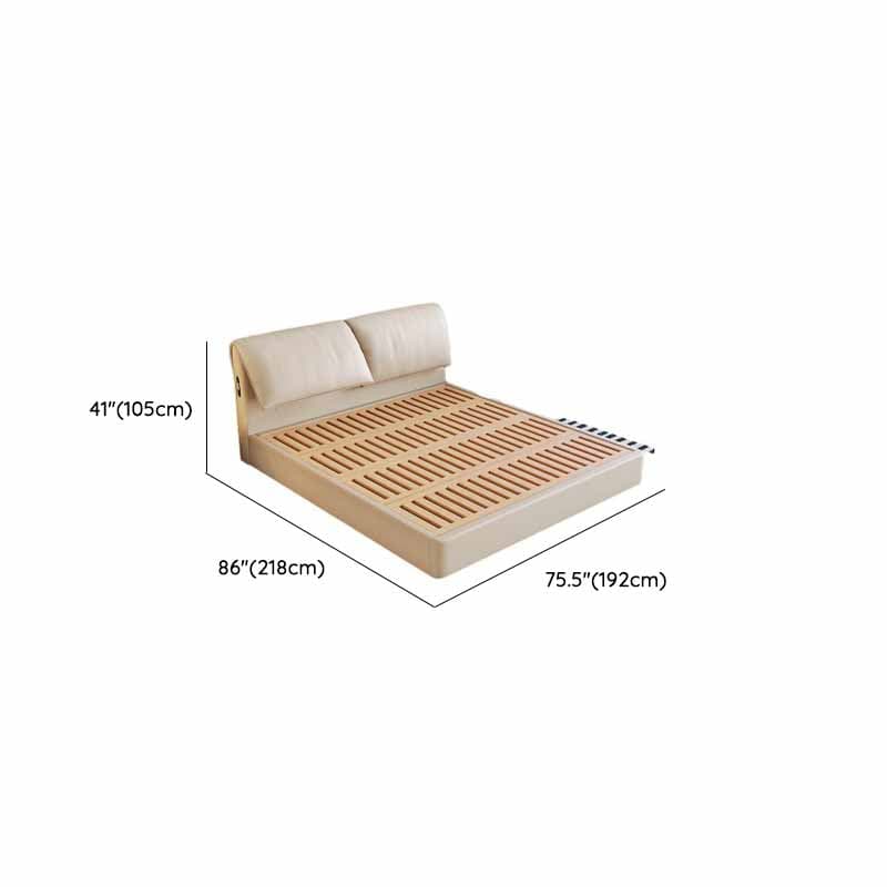 Beige Solid Color Storage Bed with 3 Storage Boxes, Sponge Upholstery, and Illumination Light - image 19