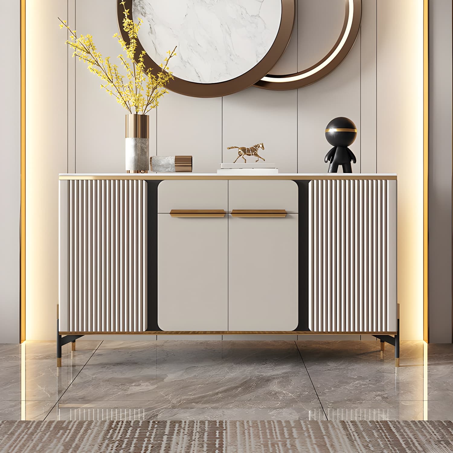 Modernism Sideboard 2 Drawers Server Cabinet with Storage for Dining Room - image 4