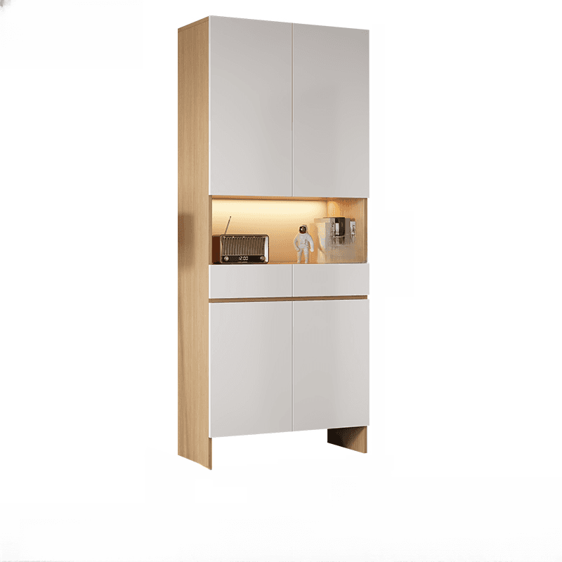 Trendy Rectangle Accent Cabinet with Hutch, Changeable Shelf, Groove Handles, Multi-Color Top, and Soft Close Drawer
