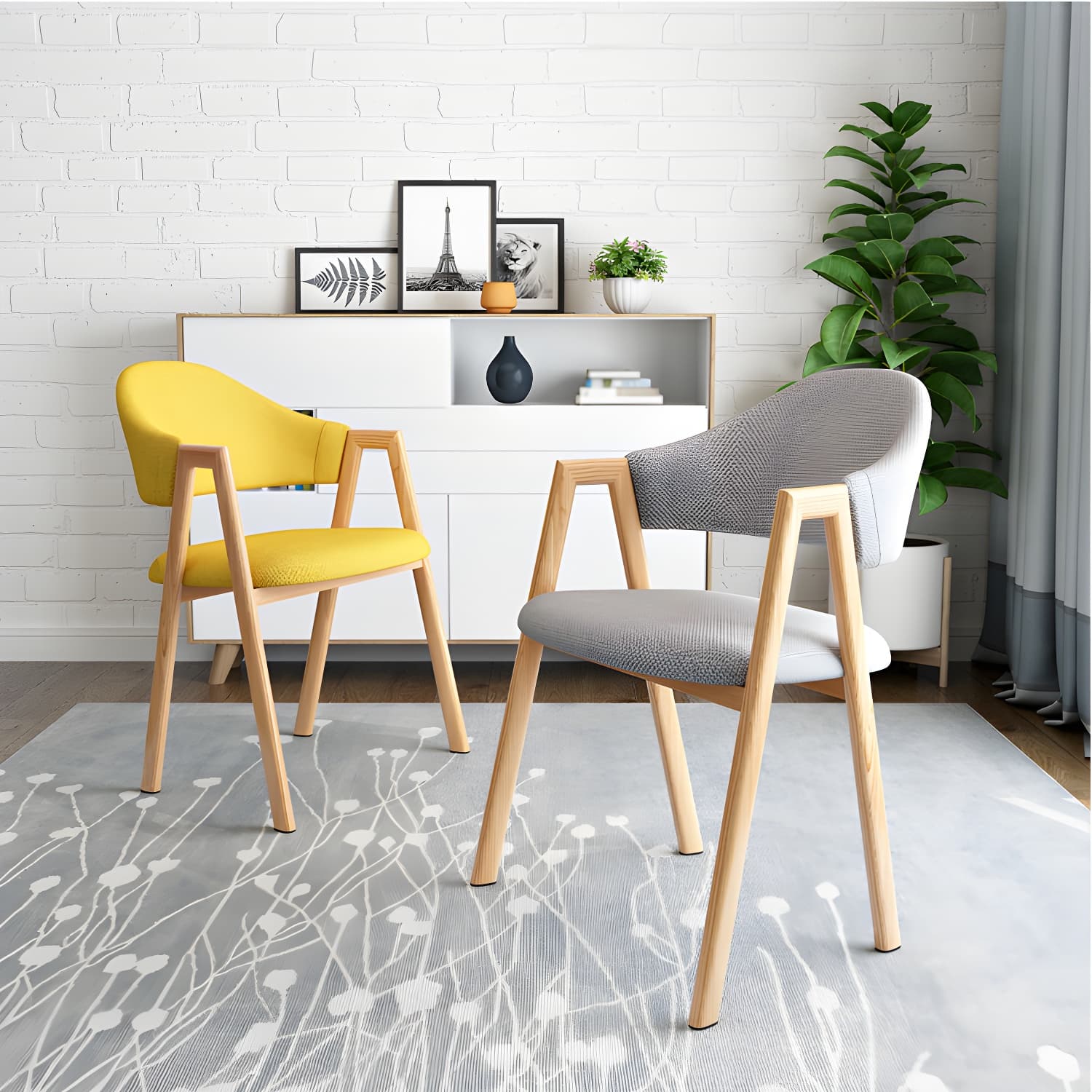 Contemporary Open Back Arm Chair Matte Finish Upholstered Dining Chair - image 17