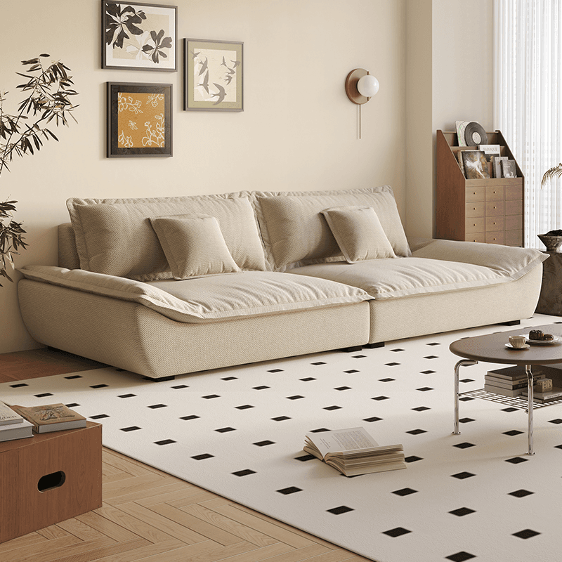 Modish Solid Color Stain Resistant Standard Sofa/Loveseat for 3-seater/4-seater/5 Person with 2 Pillows