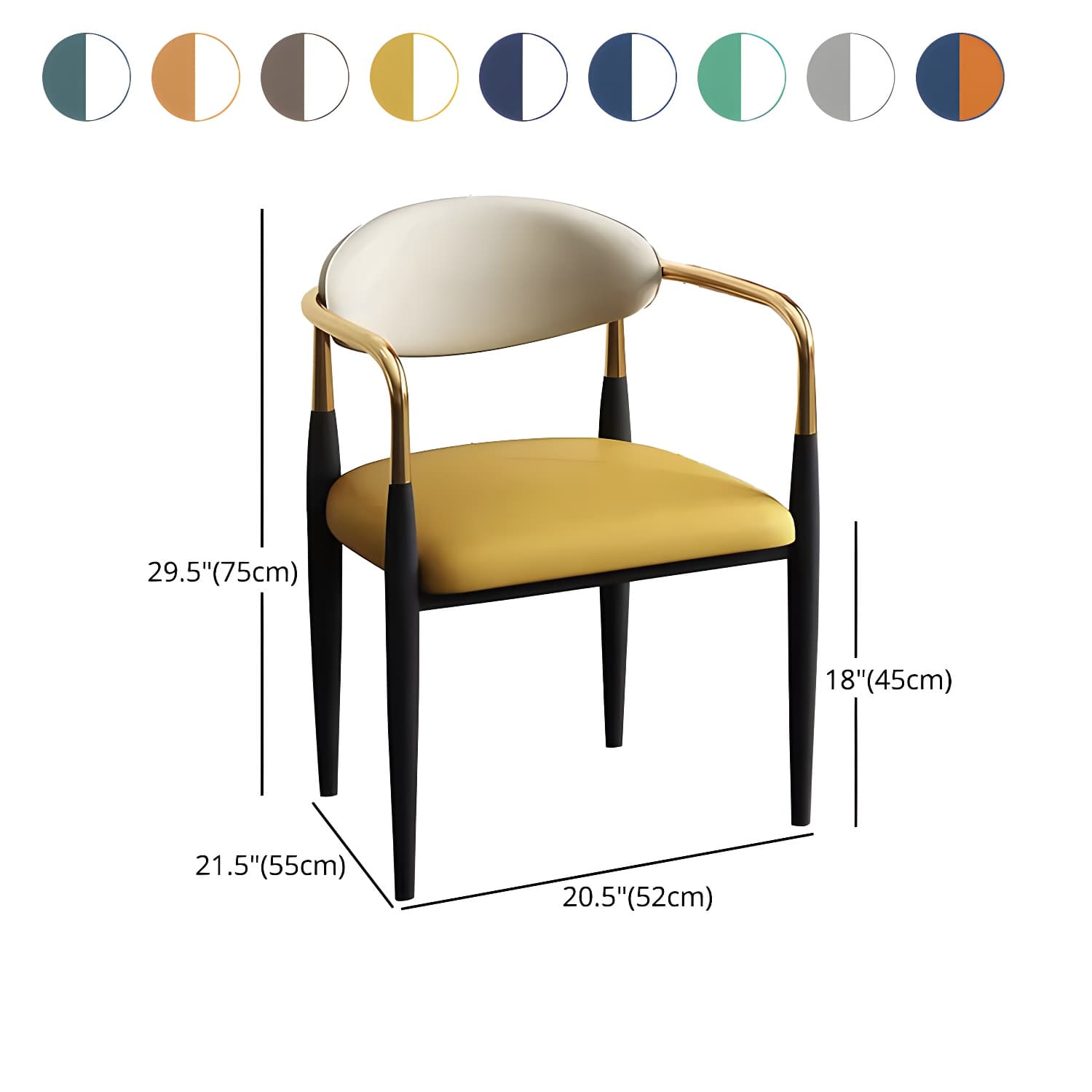 Modern Style Arm Chair Open Back Dining Chair with Metal Legs - image 23