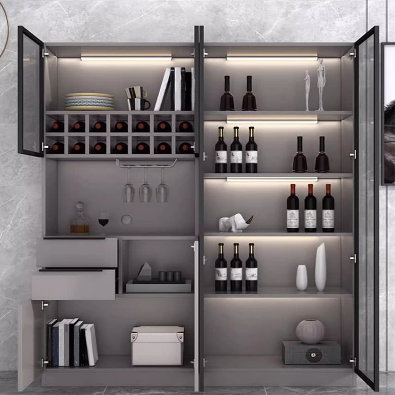 Luxurious Dark Wood Sideboard with Glass Doors and Elegant Stemware Rack - image 7