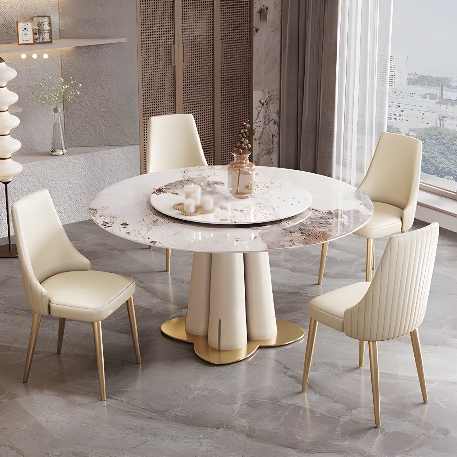Glam 1/3/4/5/7 Pieces Dining Sets Round Dining Room Table Set - image 4