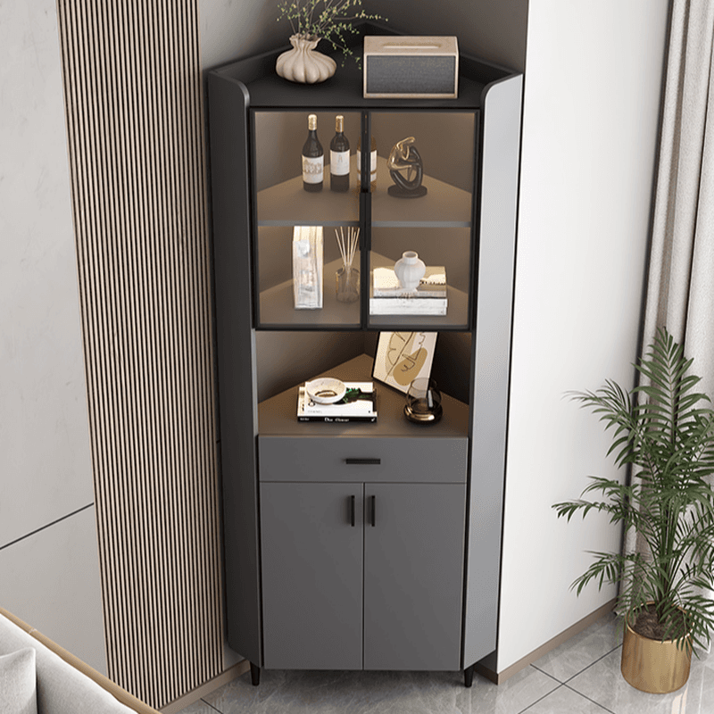Damp-proof Scratch-immune Accent Cabinet with 1 Exterior Shelf, Glazed Door, Storm Gray Top, Soft Close Drawer, and Stain Resistant - image 3