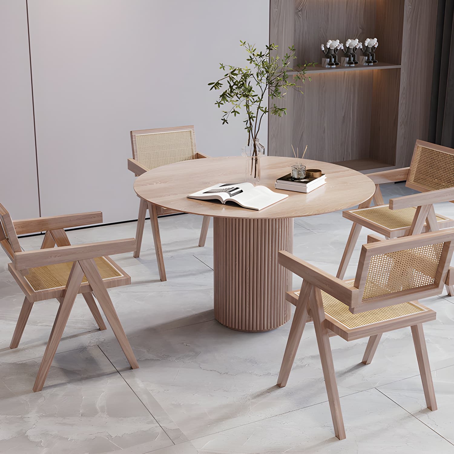 Solid Wood Round Table for Restaurant Modern Wood Table with Pedestal Base - image 11