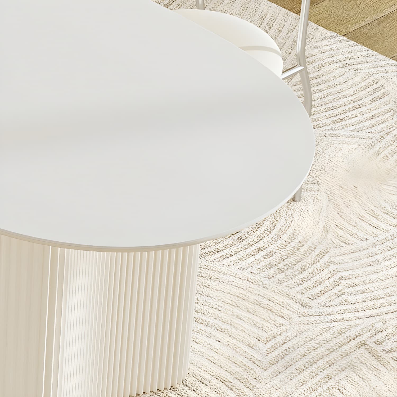 White Modern Stone Top Kitchen Dining Table with Metal Base for Home - image 7