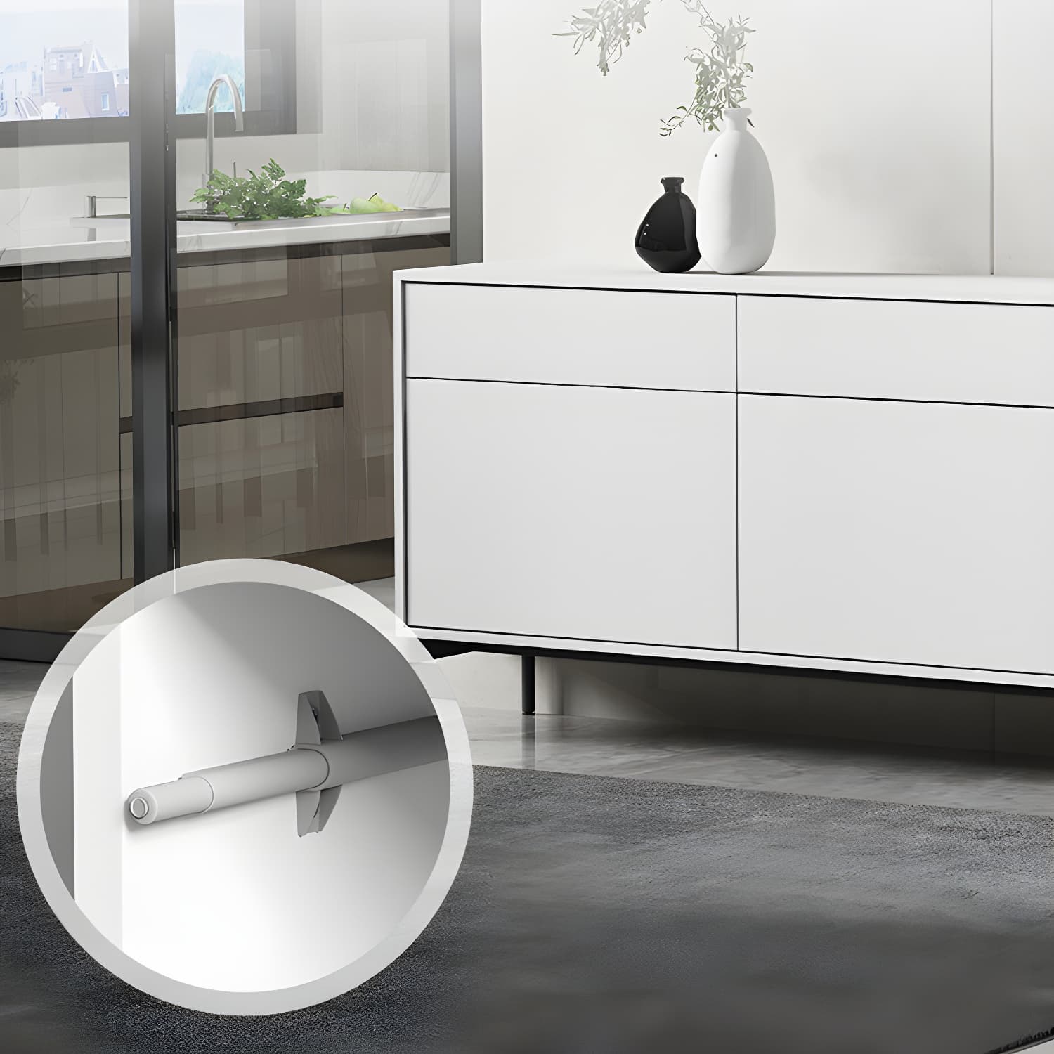 Wooden Rectangle Sideboard Cabinet Modern Kitchen Sideboard for Home - image 10