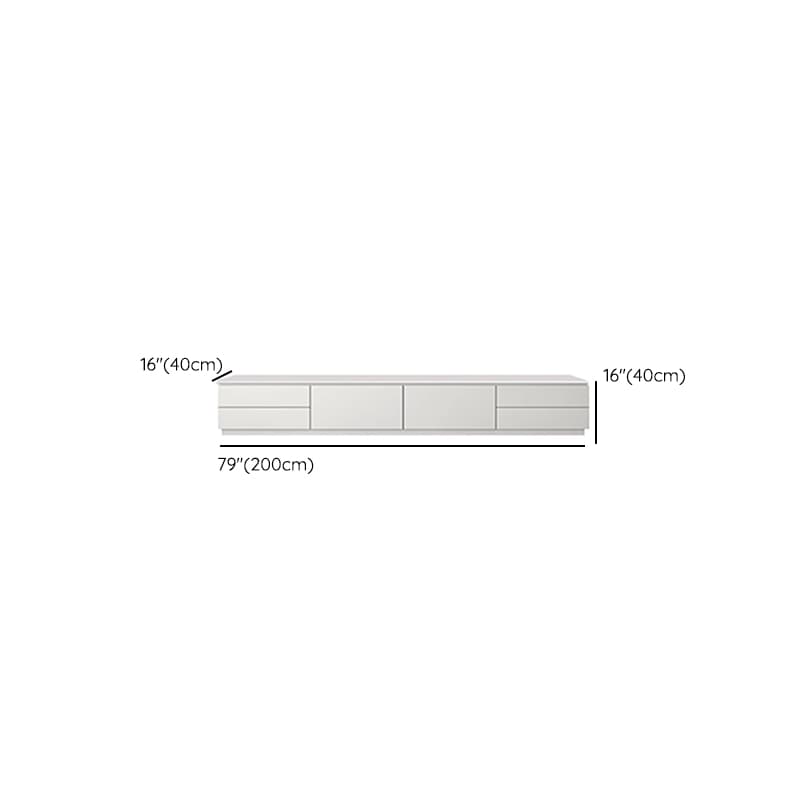 Modern Stone TV Stand with Drawers - Cabinet and Enclosed Storage - White - image 10