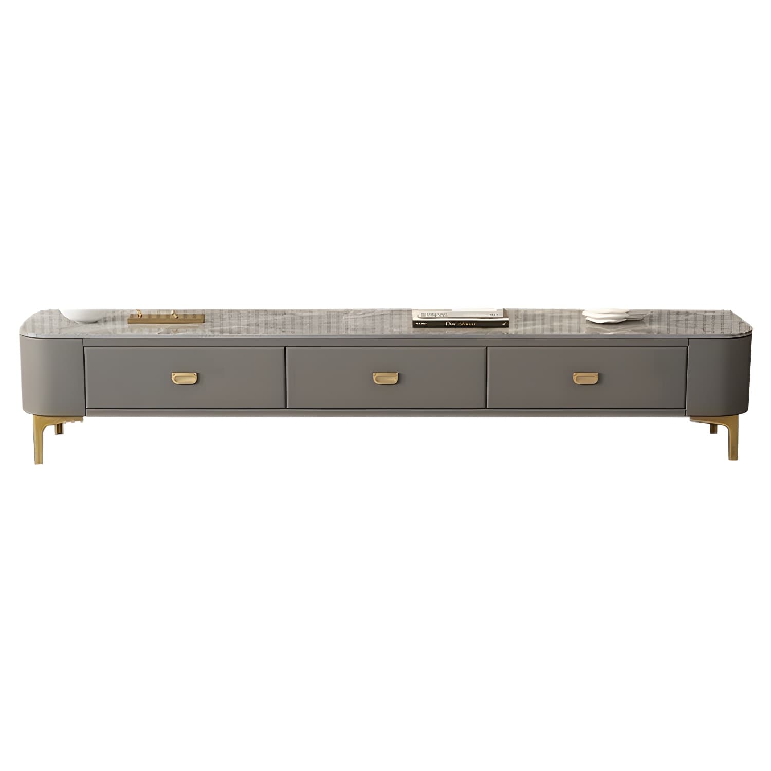 Modern Glass TV Stand with Low Height, 3 Drawers, Legs, and Easy Partial Assembly - image 8