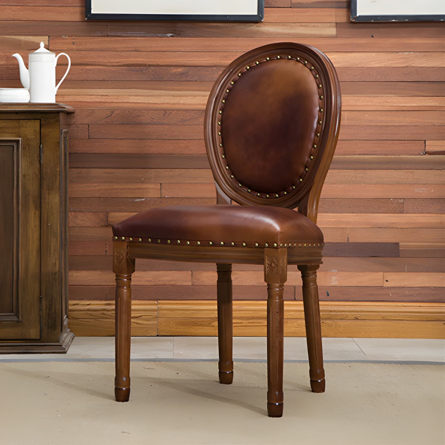 Farmhouse Dining Chair with Wood Legs King Louis Back Side Chair for Home Use