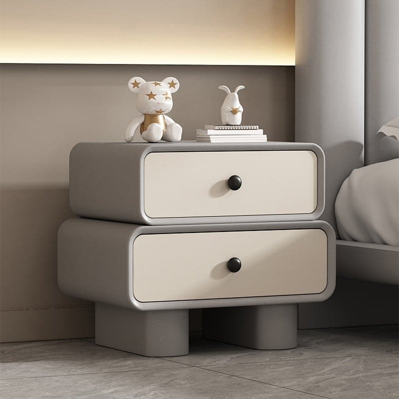 Contemporary Wood Nightstand with Drawer Storage and Faux Leather Countertop - image 5