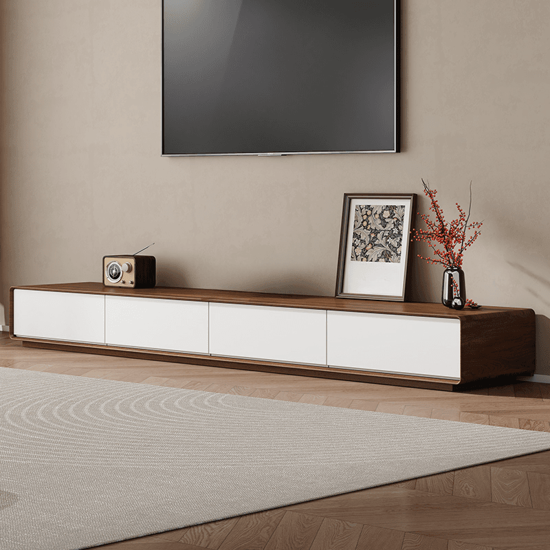 Art Deco Lumber Rectangle TV Stand with 4 Drawers - image 5