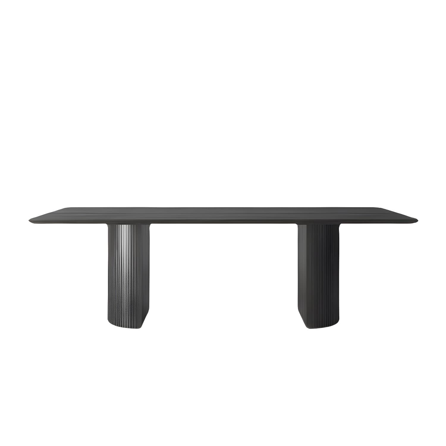 Modern Pine Wood Table for Restaurant Black Dining Table with Double Pedestal - image 5