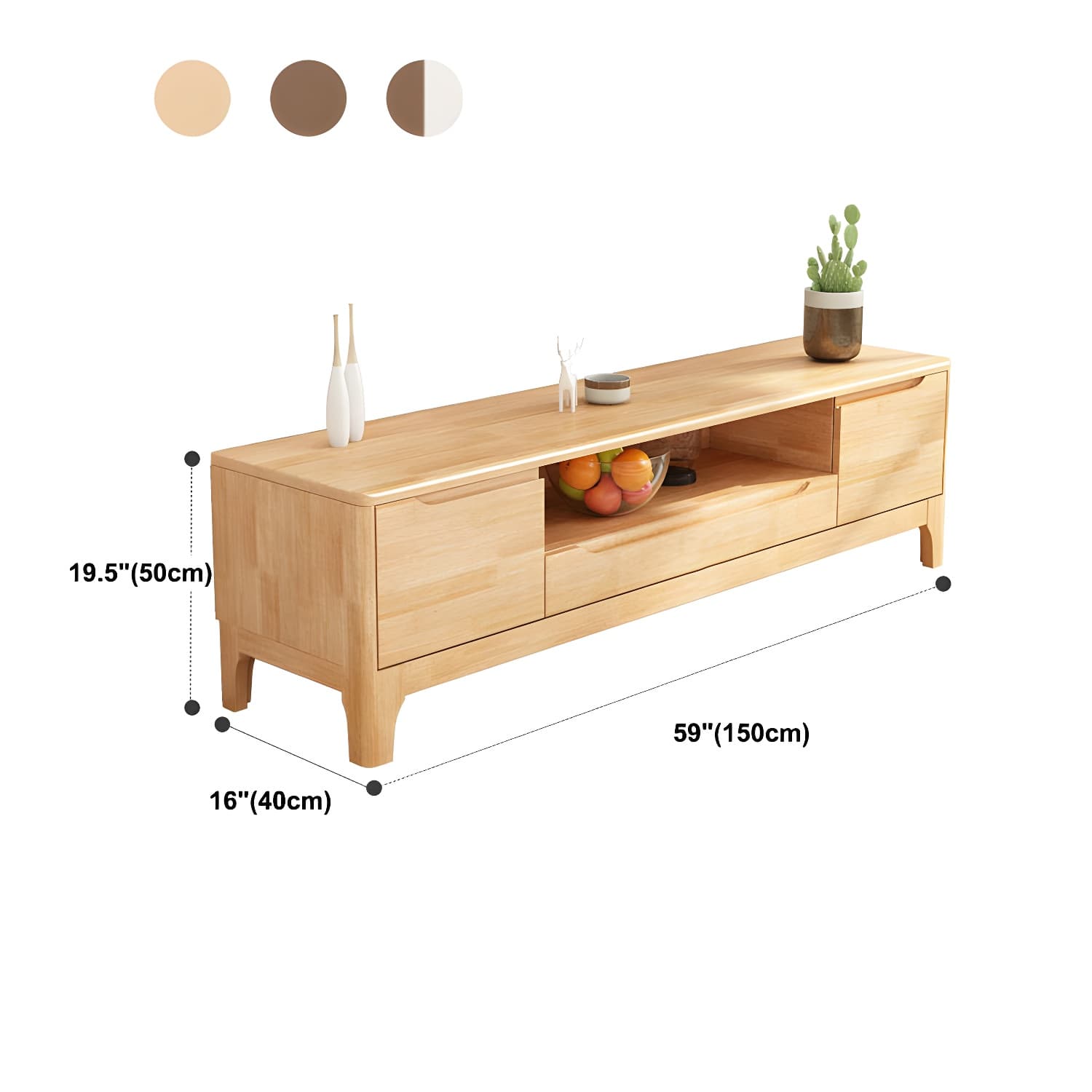 Scandinavian Open Shelf TV Console 2-Cabinet TV Stand with Soft Close Drawers - image 12