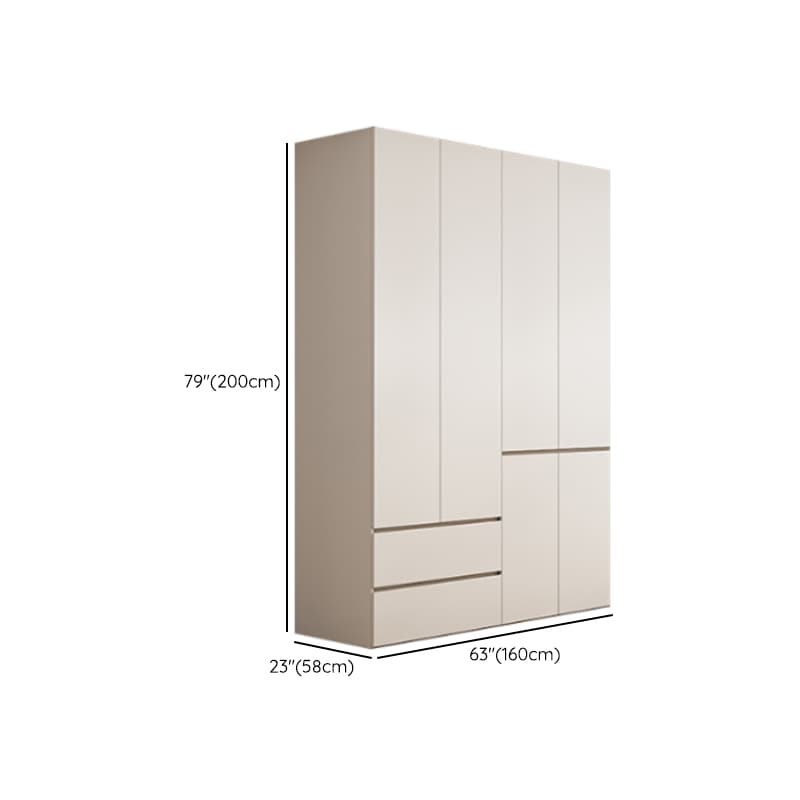 White Minimalist Manufactured Wood Wardrobe Closet with 2 Drawers, Soft Close Door, Interior Shelves, and Clothing Rod - image 10