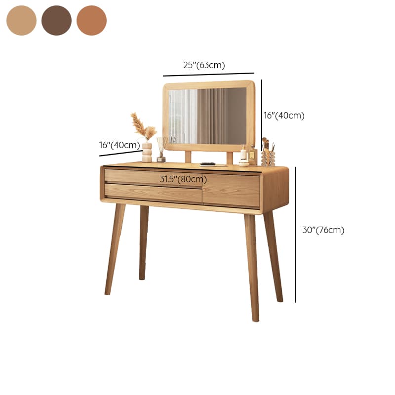 Art Deco Timber Natural/White/Brown Makeup Vanity Set/Makeup Vanity Table with 3 Drawers - image 18