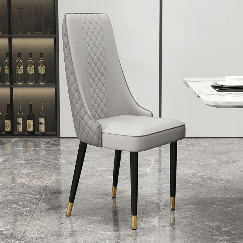 Contemporary Restaurant Armless Chair with Solid Back Panel, Upholstered Metal Legs - image 3