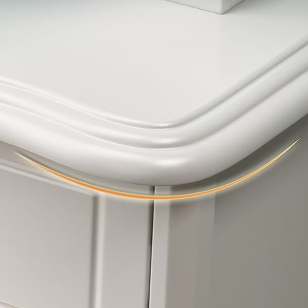 Modern White Wood Makeup Vanity with Seating & Standing Mirror - image 3